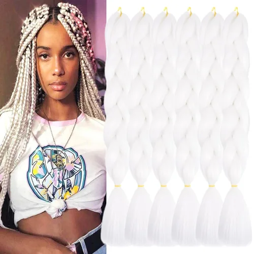 Vista 38 de 3 paquetes de extensiones de cabello sintético para trenzar de color negro a azul, tamaño jumbo ombré, de 24 pulgadas o trenzas de ganchillo