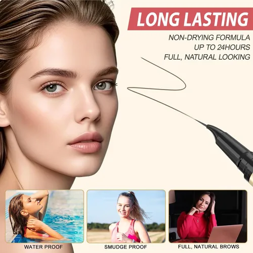 Vista 3 de LAVONE Lápiz de cejas 2 en 1 para mujer con lápiz de cejas microblading de 4 puntas y lápiz de cejas curvado y preciso, lápiz de cejas impermeable
