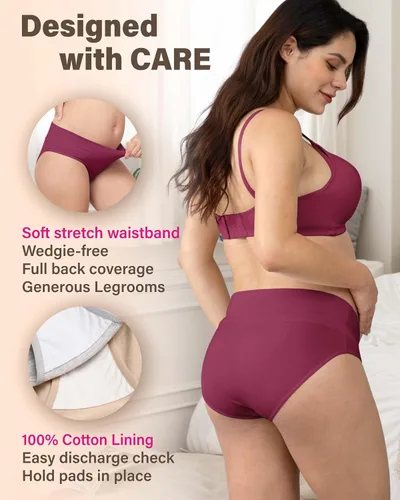 Vista 4 de Intimate Portal - Ropa interior de maternidad de algodón para debajo del vientre, panties plegables para embarazo y postparto