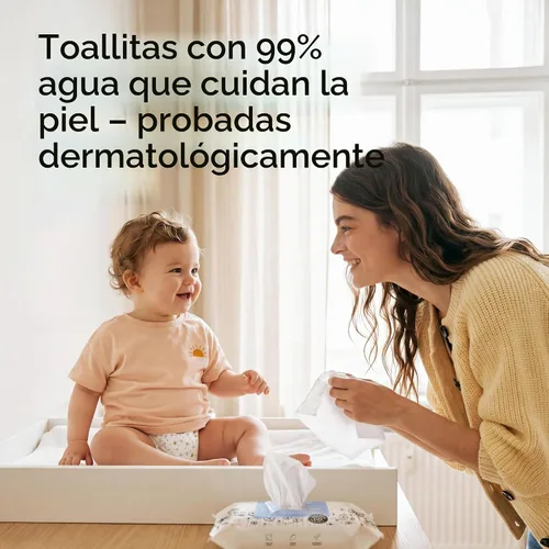Vista 3 de LILLYDOO Toallitas para bebé con un 99% de agua – Sin perfume, hipoalergénicas, a base de plantas, resistentes y libres de plástico, compostables, 4