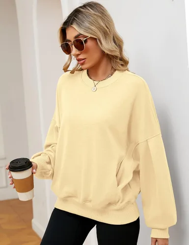 Vista 4 de ZHENWEI Sweatshirts for Women Crewneck Pullover Sweaters with Pockets