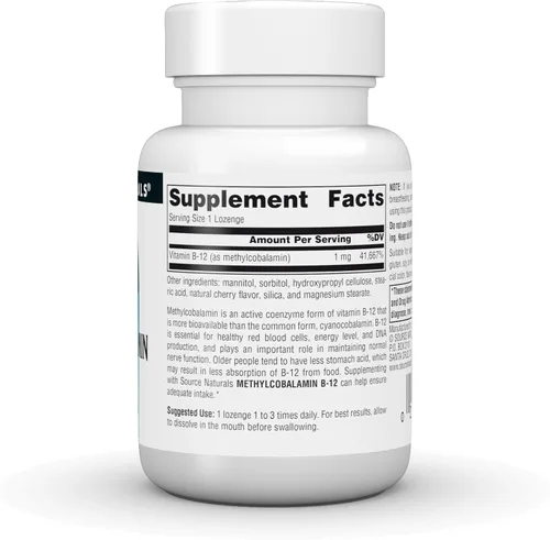 Vista 3 de Source Naturals B 12 60 Tb Metilcobalamina, 60 CT
