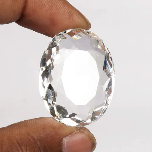 Vista 2 de REAL-GEMS 77.00 Ct Topacio Blanco Forma Ovalada Piedra Preciosa Suelta, Gema Cristal Piedra rhinestone, hidrotermal - topacio blanco
