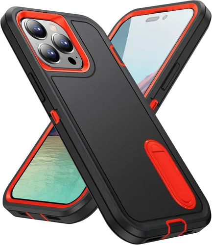 Vista 17 de IDweel Funda para iPhone 15 con soporte, protección resistente a los golpes, antiarañazos, delgada, ligera, protectora resistente, funda rígida