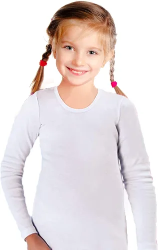 Vista 5 de Brix Camisetas de manga larga para niñas pequeñas, cuello redondo, algodón, Flexy, paquete de 4 unidades.