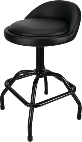 Vista 4 de Performance Tool W85011 Taburete de bar giratorio neumático con respaldo, giro de 360 grados, estructura de acero resistente, negro