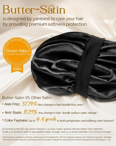 Vista 7 de YANIBEST Gorro de seda para hombres y mujeres, gorro de satén de doble capa para cabello rizado natural, gorro de dormir unisex