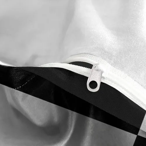 Vista 7 de Funda de edredón a cuadros en blanco y negro con estampado 3D para niños y niñas, fundas de edredón con fundas de almohada, juego de ropa de cama