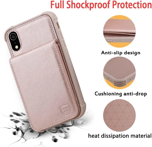 Vista 3 de VANAVAGY Funda tipo cartera para iPhone XR de 6,1 pulgadas, color rosa