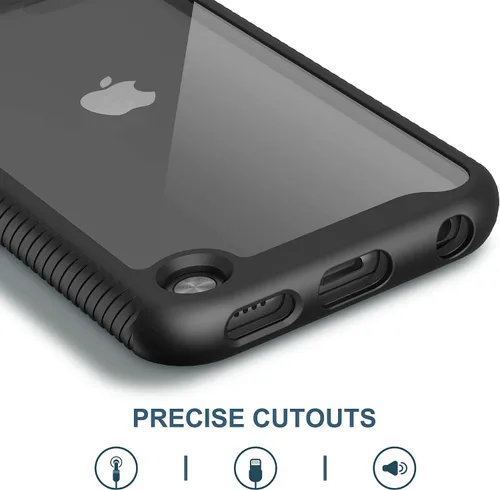 Vista 4 de ULAK Funda para iPod Touch 7ª generación con protector de pantalla HD 2, color negro Resistente a prueba de golpes 2 en 1 cubierta trasera