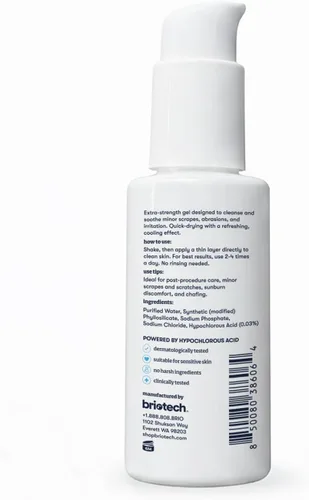 Vista 6 de BRIOTECH Gel de abrasión, limpiador de ácido hipocloroso para cortes y rasguños menores, hidrogel HOCl vegano, alivio de la irritación de secado