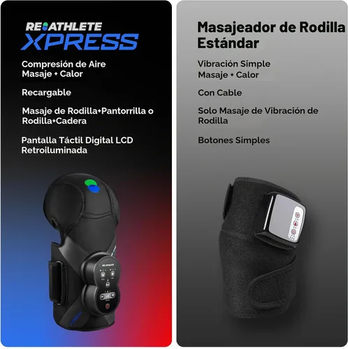 Vista 5 de REATHLETE Masajeador de rodilla Xpress para aliviar el dolor Masajeador de piernas con calor y compresión