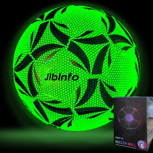 Vista 10 de Balón de fútbol iluminado tamaño 5, pelota de fútbol luminosa que brilla en la oscuridad, para juegos de día y noche y regalos de entrenamiento