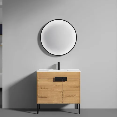 Vista 8 de Blossom Mueble de baño con fregadero de cerámica, roble clásico, 24 Classic Oak