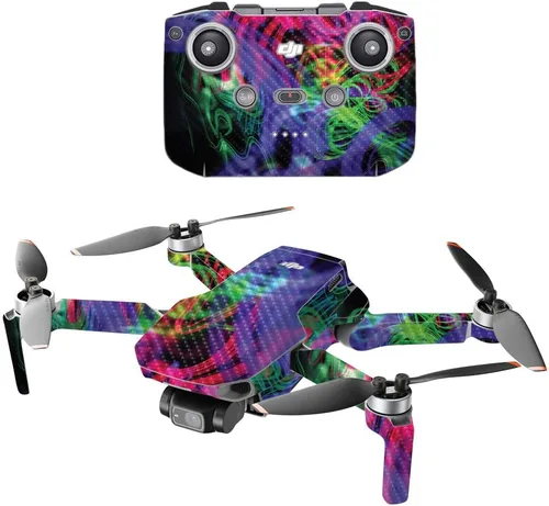 Vista 7 de MIGHTY SKINS Fibra de carbono compatible con el dron portátil DJI Mini 2, humo brillante, acabado de fibra de carbono texturizado protector