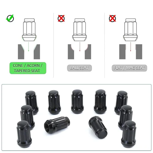 Vista 5 de Tuercas de llanta negras M12x1.5 de 1.5 pulgadas + herramienta, tuercas de rueda de 0.472 x 0.059 in compatibles con Toyota Tacoma 4Runner FJ