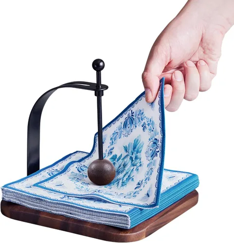 Vista 11 de Servilletero para mesa, servilletero decorativo de cóctel con brazo pesado, moderno servilletero cuadrado para servilletas de papel, bandeja