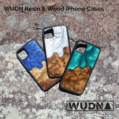 Vista 5 de WUDN Funda delgada de resina y madera para teléfono compatible con Apple iPhone 6, 6s, 7, 8, SE