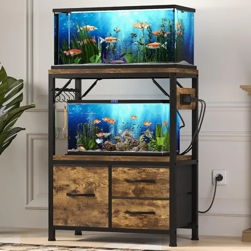 Vista 16 de Heybly Soporte para tanque de peces de 5-10 galones con cajón, toma de Negro