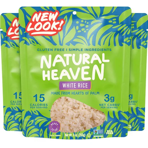 Vista 11 de Natural Heaven Hearts of Palm - Arroz blanco Sin gluten 0.14 oz de carbohidratos Alto en fibra Keto Paleo Vegano – Envasado al vacío
