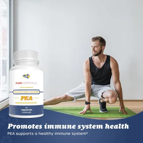 Vista 4 de Pure Nootropics - Palmitoiletanolamida (guisante micronizado) Cápsulas de 400 mg Paquete económico de 90 cápsulas vegetales Apoya el alivio