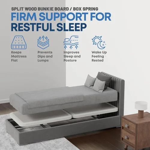 Vista 2 de Greaton, Base de cama con somier, tamaño individual, base de colchón de madera de 2 pulgadas, fabricada en Estados Unidos, silenciosa, sin ruido, 2