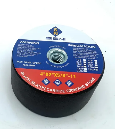Vista 13 de SIGNI Piedra de molienda de carburo de silicio de 4 pulgadas con eje de 5/8 para moler mampostería (grano 24)