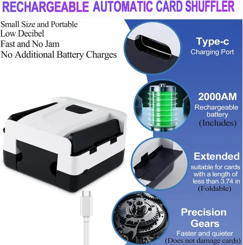 Vista 5 de FEIERYA Barajador automático de tarjetas 2 baraja con USB recargable
