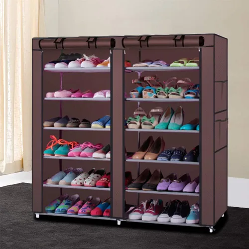 Vista 2 de Mytunes Zapatero de 6 niveles, armario de almacenamiento de zapatos con cubierta a prueba de polvo, estantes organizadores de habitación