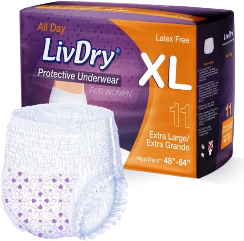Vista 14 de Livdry M - Pañales para adultos para mujer durante la noche, máxima absorción definitiva, protección durante todo el día o la noche, talla mediana