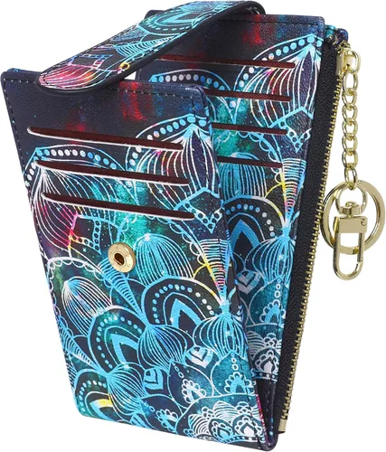 Vista 29 de Badiya Tarjetero para mujeres con RFID, carteras delgadas, plegables, tarjetero multifuncional, monedero