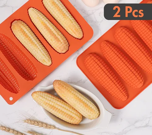 Vista 6 de Webake Juego de 2 moldes de silicona para pan de mazorca de maíz para hornear maíz para perros, pan de maíz del sur