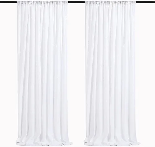 Vista 64 de 2 cortinas de 2 x 8 pies de lentejuelas con brillantina para marco de fotografía, para fiestas o fondos de fotografía
