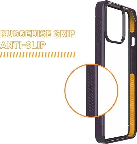 Vista 4 de Armor Funda Signature para iPhone 14 Pro (morado sombra con cinta naranja)
