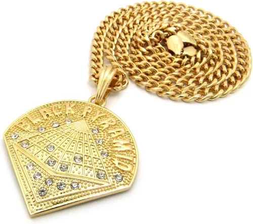 Vista 2 de Brilliant Jewelers USA - Collar de cadena de eslabones cubanos para hombre, diseño de pirámide de hip hop