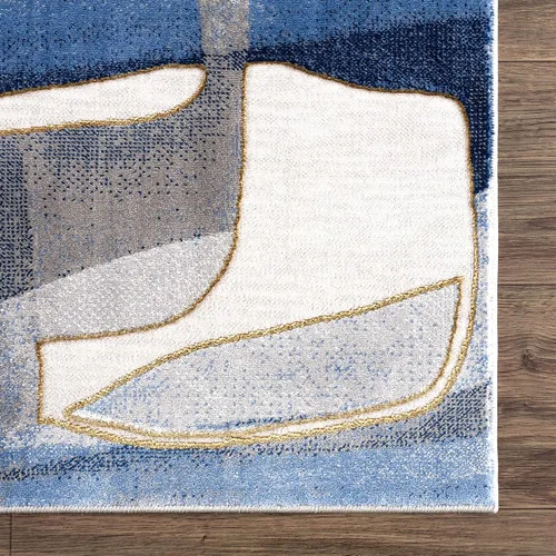 Vista 6 de Abani Rugs Regal REG130A - Alfombra lavable con círculos asimétricos, color azul y gris