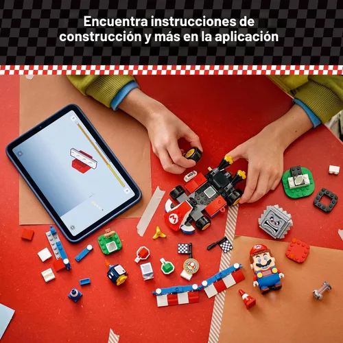Vista 6 de LEGO Super Mario: Mario Kart - Juguete interactivo de Mario y kart estándar - Juego de carreras de simulación para niños y niñas, a partir de 7 años