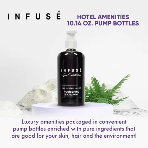 Vista 2 de Terra Pure Infuse Lavender Mint Shampoo Colección Spa Servicios del hotel en botella con bomba 10.14 oz / 10.1 fl oz (caja de 12)