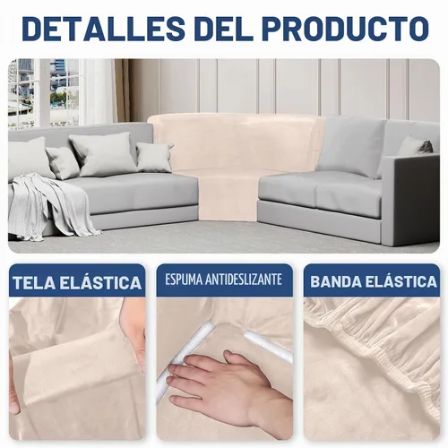Vista 4 de Funda para sofá esquinero, funda de terciopelo elástico para sofá reclinable seccional en forma de L, asiento adicional, funda protectora de muebles