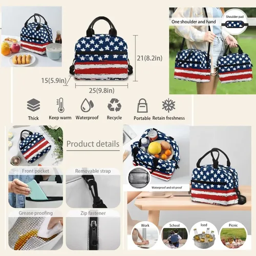 Vista 3 de Gomyblomy Mochila escolar con bolsa de almuerzo y bolsa para botella de agua, para niños, viajes, camping, trabajo, 3 en 1, mochila