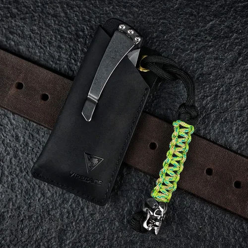Vista 5 de VIPERAED PJ11 EDC - Funda de cuero pequeña para cinturón, funda de cuero para linterna pequeña, funda de cuero pequeña para cuchillos de cuero Negro
