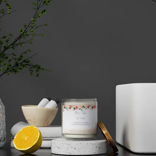 Vista 6 de Vela de regalo personalizada de compromiso, regalos de compromiso personalizados, tres aromas para elegir, regalo de pareja, regalos para ella