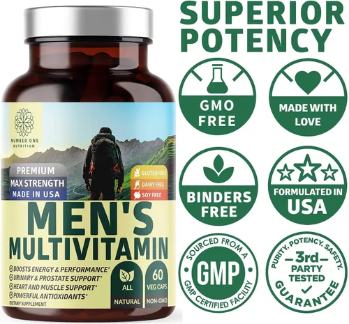 Vista 8 de Complejo de magnesio N1N Premium y multivitaminas para hombres, suplementos naturales para mejorar la energía, la inmunidad y apoyar la función