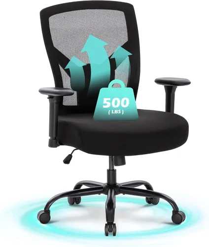 Vista 10 de ALPHA HOME Silla de oficina ergonómica, silla de computadora de malla con respaldo medio con soporte lumbar, taburete ejecutivo con reposabrazos