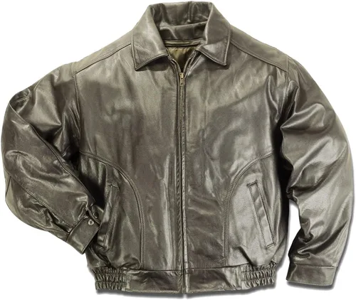 Vista 3 de REED Chaqueta de cuero All American Bomber para hombre, fabricada en EE. UU