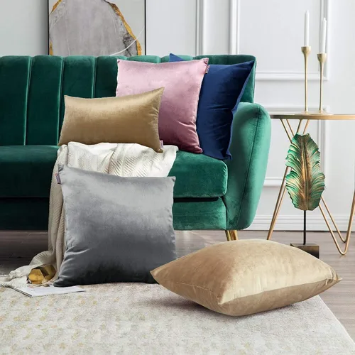 Vista 5 de Fundas de almohada decorativas lumbares, de terciopelo suave y liso, rectangular, color marrón champán, 12 x 20 pulgadas, paquete de 2, solo funda