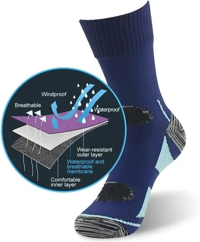Vista 3 de RANDY SUN - Calcetines 100% impermeables, unisex, para practicar senderismo, caminar, correr, esquiar, etc
