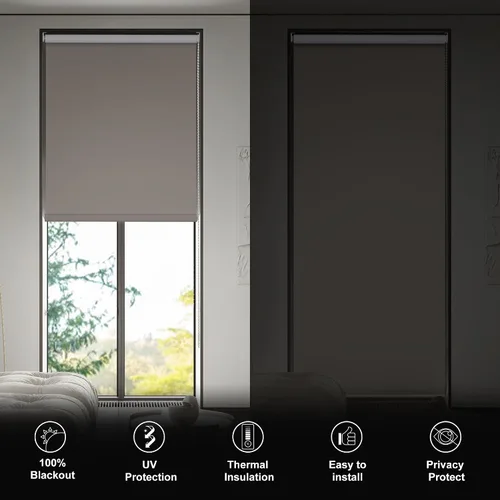 Vista 3 de Boolegon Persianas enrollables opacas para ventana, persianas enrollables personalizadas con protección UV, aislamiento térmico, persianas