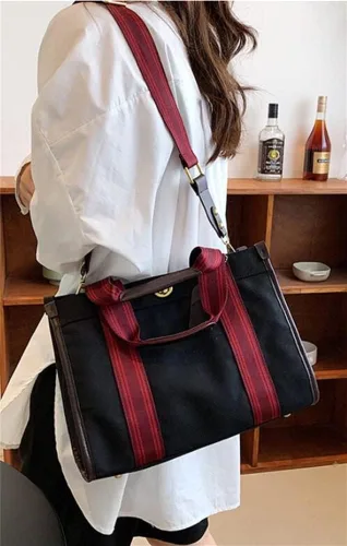 Vista 6 de Women Tote Bag Canvas Shoulder Bag Satchel Hobo Handbag Fashion Crossbody Bag Purse Vintage Handbag Casual Large