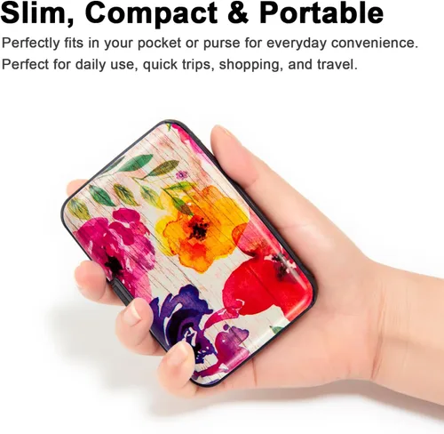 Vista 2 de Kaabao Soporte para tarjetas de crédito, cartera de metal para tarjetas de bloqueo RFID, mini funda rígida de aluminio delgada para tarjetas